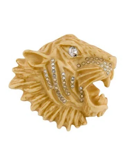 Pre-owned Gucci Resin & Crystal Tiger Brooch In Multi
