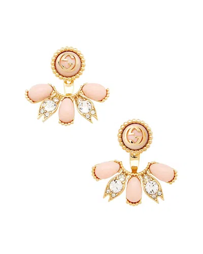 Gucci Resin Crystal Interlocking G Earrings (authentic Pre-loved) In Pink