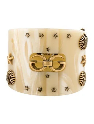 Pre-owned Gucci Resin Gg Hinged Bangle Bracelet, 6" In Neutral
