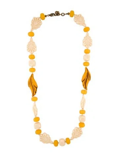 Pre-owned Gucci Resin Leaf Bead Strand Necklace, 36" In Multi