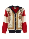 Gucci Crest-print Wool Cardigan In Multicolour