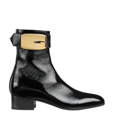 Gucci Retro G 35mm Leather Ankle Boots In Black