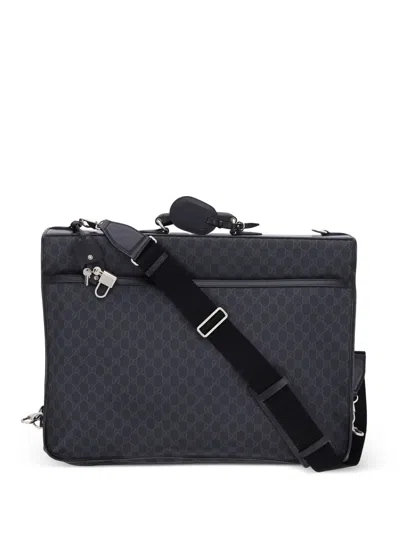 Pre-owned Gucci Retro Interlocking G Garment Bag Gg Coated Canvas Travel Bag In Black