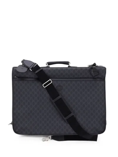 Pre-owned Gucci Retro Interlocking G Garment Bag Gg Coated Canvas Travel Bag In Black