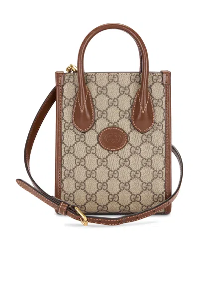 Pre-owned Gucci Retro Interlocking G Mini Tote Bag In Neutral
