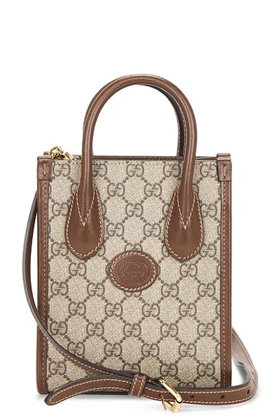 Pre-owned Gucci Retro Interlocking G Mini Tote Bag In Sand