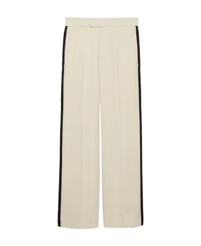 Gucci Retro Logo-patch Tweed Trousers In Nude