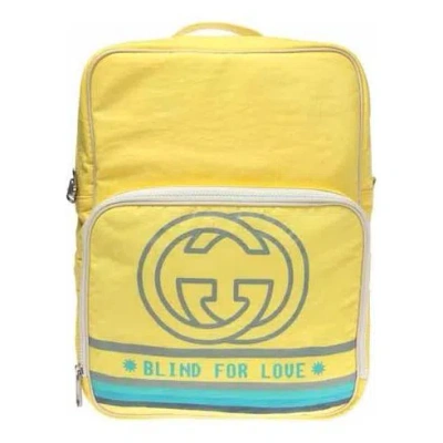 Gucci Retro Logo Printing Nylon Large Capacity Schoolbag Backpack / Yellow