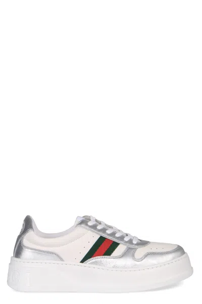 Gucci Retro Low-top Leather Sneaker With Oversized Rubber Sole In White