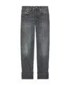 Gucci Retro Square G Straight-leg Jeans In Gray