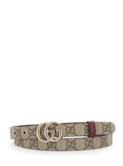 GUCCI GUCCI WOMEN BEIGE REVERSIBLE BELT WITH GG BUCKLE IN GG CANVAS WOMAN