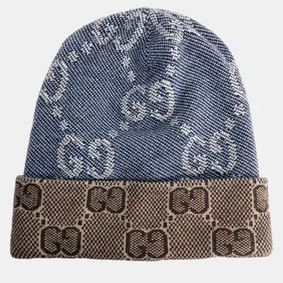 Pre-owned Gucci Reversible Beanie In Blue