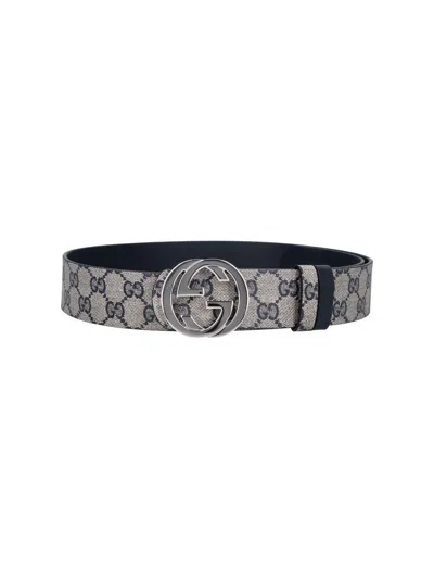 Gucci Reversible Belt "gg" In Blue