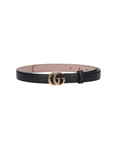 Gucci Reversible Belt "gg Marmont" In Black
