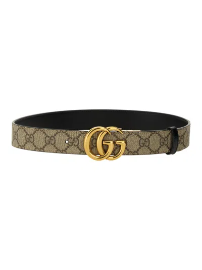 Gucci Reversible Belt "gg Marmont" In Brown