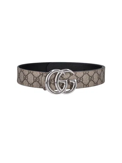 Gucci Reversible Belt "gg Marmont" In Gray