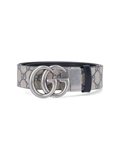 Gucci Reversible Belt With Gg Marmont Logo And Adjustable Design In Brown