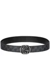 Gucci Reversible Belt With Interlocking Gg Buckle In Black