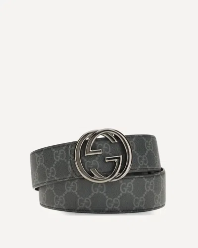 Gucci Men Reversible Belt With Gg Cross Buckle In Purple