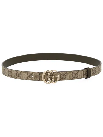 Gucci Reversible Belt With Gg Motif In Brown