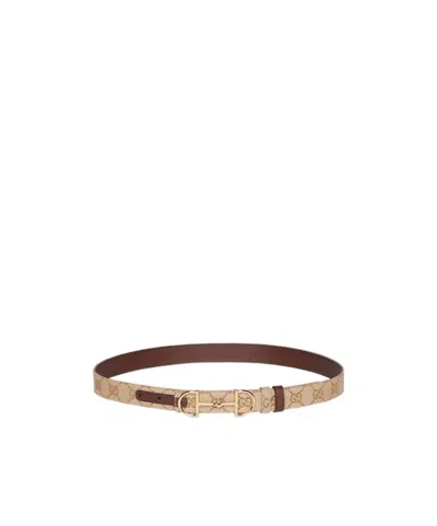 Gucci Reversible Belt With Horsebit Buckle In Pink