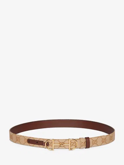 Gucci Reversible Belt With Horsebit Buckle In Brown