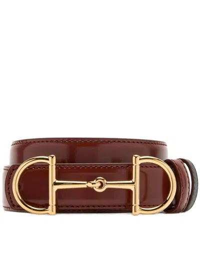 Gucci Reversible Belt With Horsebit Buckle In Brown