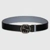 Gucci Reversible Belt With Interlocking G Buckle In Black