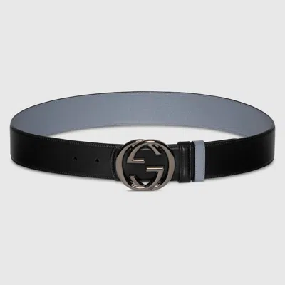 Gucci Reversible Belt With Interlocking G Buckle In Black