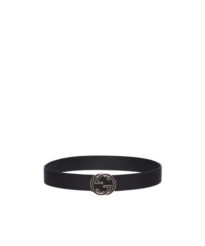 Gucci Reversible Belt With Interlocking G Buckle In Black