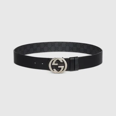 Gucci Reversible Belt With Interlocking G Buckle In Black