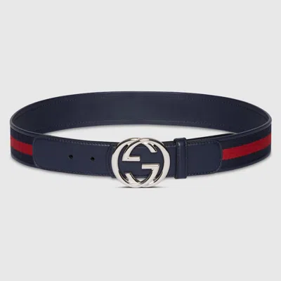 Gucci Reversible Belt With Interlocking G Buckle In Blue