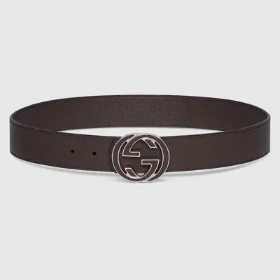 Gucci Reversible Belt With Interlocking G Buckle In Brown
