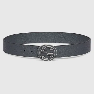 Gucci Reversible Belt With Interlocking G Buckle In Grey
