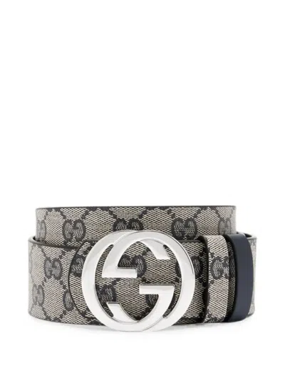 Gucci Reversible Belt With Interlocking G-buckle In Gray