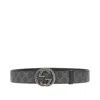 Gucci Reversible Belt With Interlocking Gg Buckle In Black