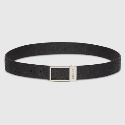 Gucci Reversible Belt With Rectangular Buckle In Black