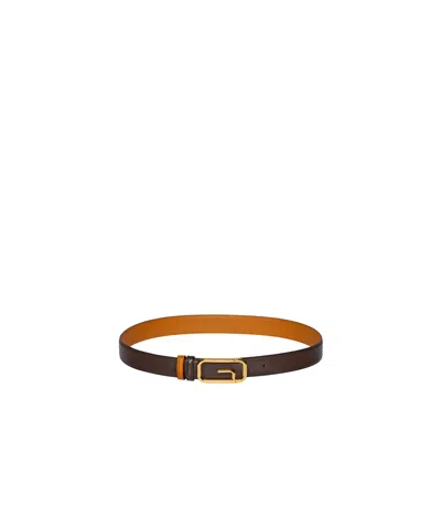 Gucci Reversible Belt With Square G Buckle In Brown