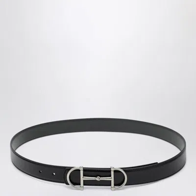 Gucci Reversible Black/dark Grey Belt With Horsebit Buckle In Brown