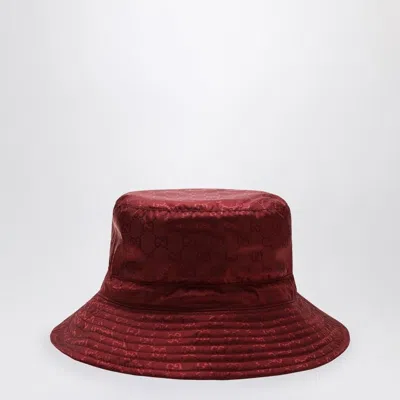 Gucci Reversible Burgundy Nylon Gg Hat In Red