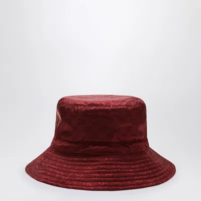 Gucci Reversible Burgundy Nylon Gg Hat Women In Red