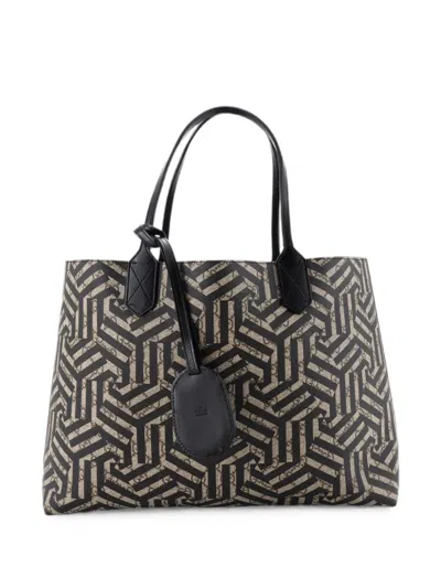 Pre-owned Gucci Reversible Caleido Gg Print Leather Medium Tote Bag In Black