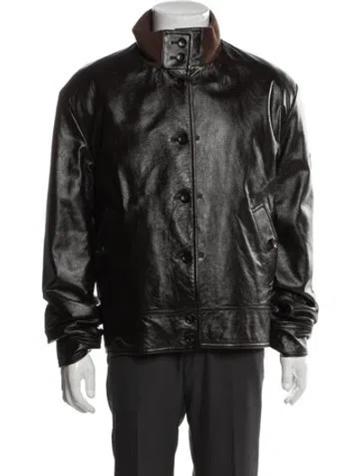 Pre-owned Gucci Reversible Calfskin Moto Jacket W/ Tags In Brown