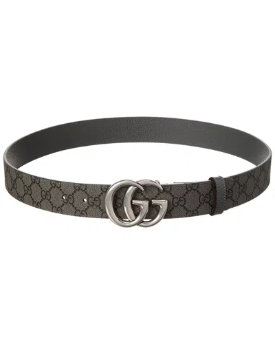 Gucci Reversible Canvas & Leather Belt In Brown