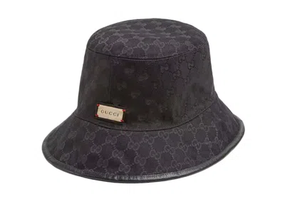 Pre-owned Gucci Reversible Canvas Bucket Hat In Black/grey