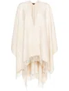 GUCCI REVERSIBLE CASHMERE KNIT PONCHO IN CAMEL BROWN AND CREAM WHITE