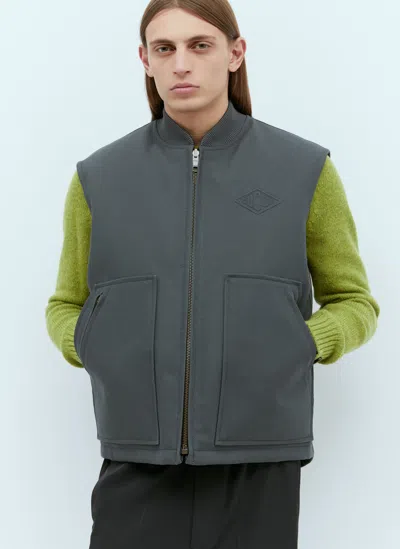 Gucci Logo-embossed Reversible Canvas Gilet In Grey