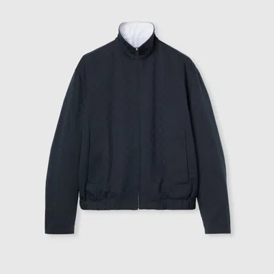 Gucci Reversible Cotton Gabardine Zip Jacket In Blue