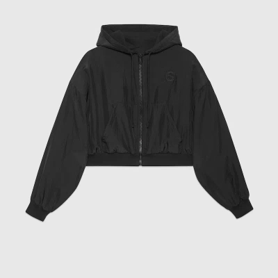 Gucci Reversible Cotton Jersey Zip Jacket In Black