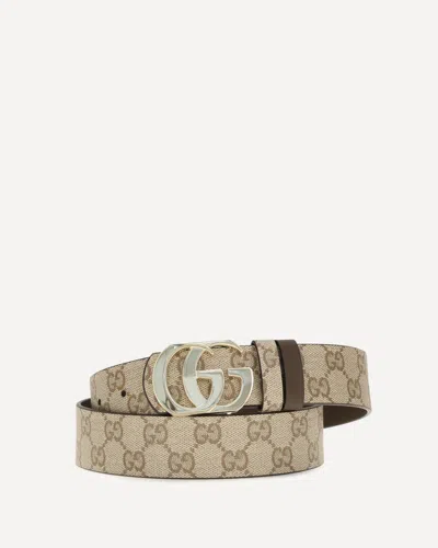 Gucci Reversible Cut Gg Marmont Belt In Metallic